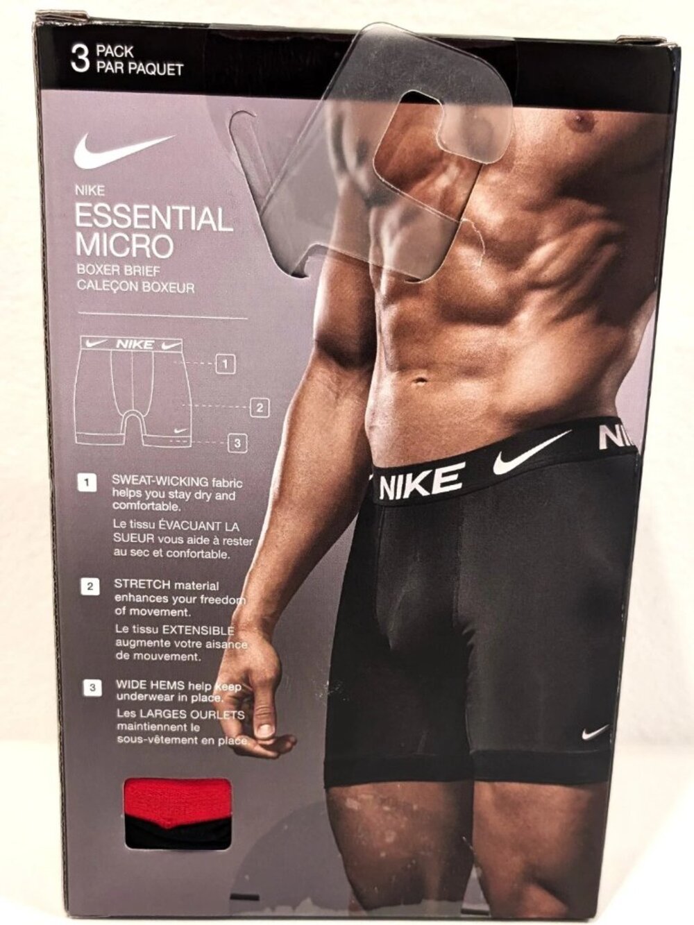 Nike Mens 3 Pack Dri-FIT Essential Micro Boxer Briefs Volt Grey Red Medium NWT